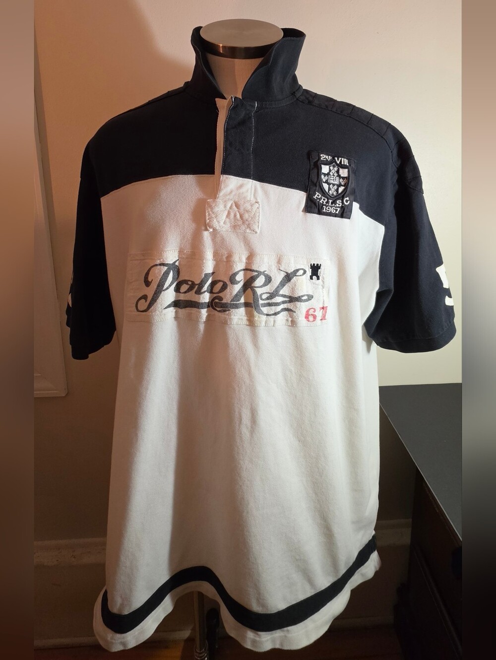 Polo Ralph Rugby-Style Short Sleeve Polo Shirt - Black & White
